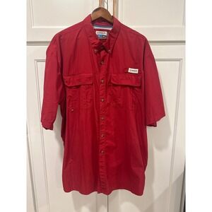 Magellan Outdoors 2XL Red Fishing Shirt Short Sleeve Button Tall Relaxed Fit